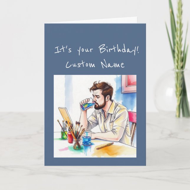Cartão Happy Birthday  Special Watercolor Artist Humor (Frente)
