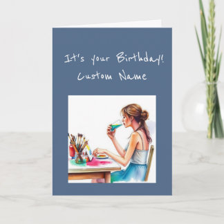 Cartão Happy Birthday  Special Watercolor Artist Humor