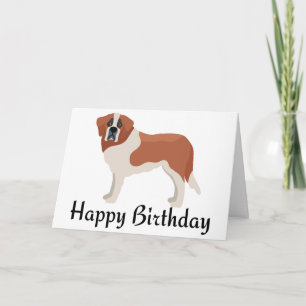 Cartão Happy Birthday St Bernard  Puppy Dog Saint Bernard