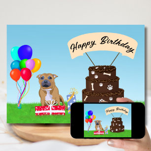 Cartão Happy Birthday Staffordshire Bull Terrier