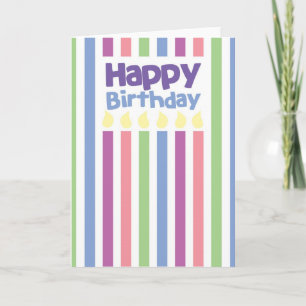 Cartão Happy Birthday stripey card