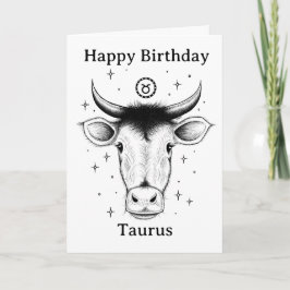 Cartão Happy Birthday Taurus Bull Hand-drawn