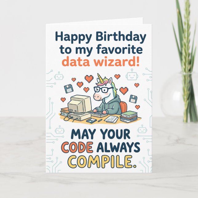 Cartão Happy Birthday to My Favorite Data Wizard (Frente)