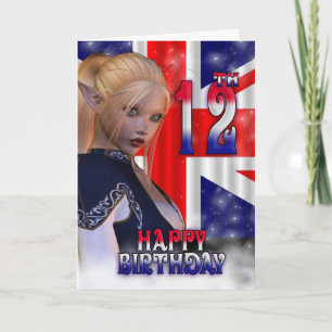 Cartão Happy Birthday Union Jack, Elf