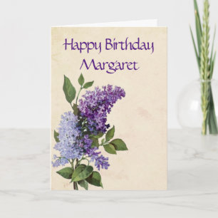 Cartão Happy Birthday Vintage Lilac Flowers