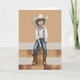 Cartão Happy Birthday Western Ranch Cowgirl Illustration 