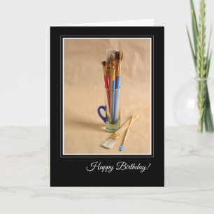 Cartão Happy Birthday with Artist's Paintbrushes