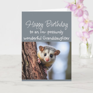 Cartão Happy Birthday Wonderful Granddaughter Opposum