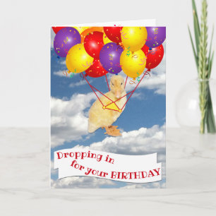 Cartão Happy Birthday Yellow Duckling Colorful Balloons
