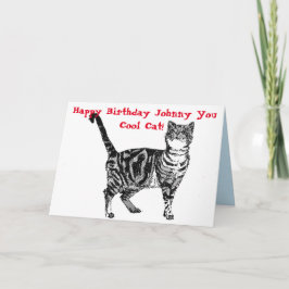 Cartão Happy Birthday You Cool Tabby Cat Birthday Mens