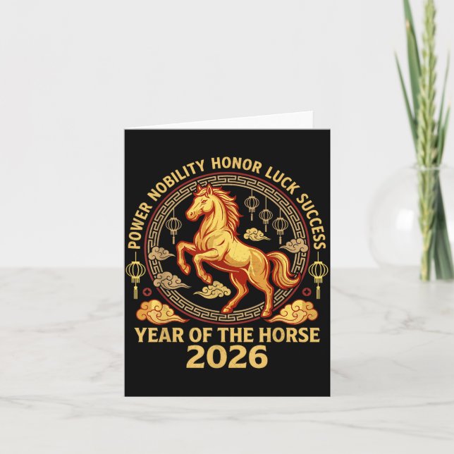 Cartão Happy Chinese New Year 2026 Year Of The Horse 2026 (Frente)
