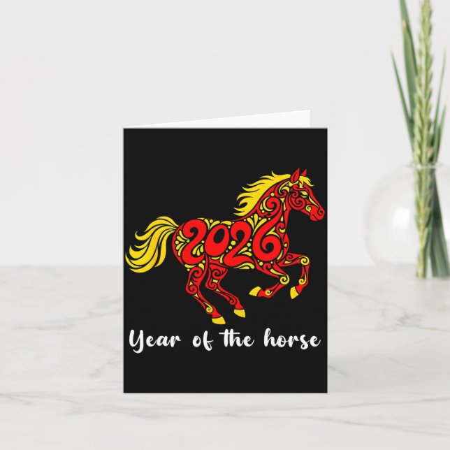 Cartão Happy Chinese New Year 2026 Year Of The Horse Horo (Frente)