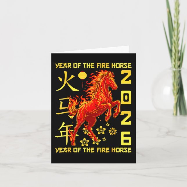 Cartão Happy Chinese New Year Of The Horse 2026 Lunar New (Frente)