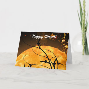 Cartão Happy Diwali com texto personalizado em lua