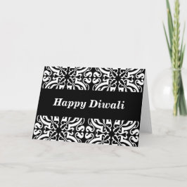 Cartão Happy diwali damask (b & w)