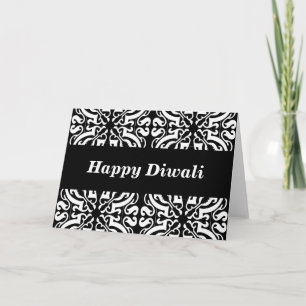 Cartão Happy diwali damask (b & w)