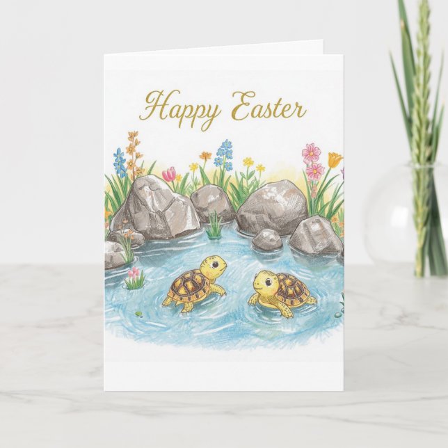 Cartão Happy easter baby turtles (Frente)