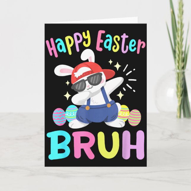 Cartão Happy Easter Bruh Funny Dabbing Bunny Dab Dance Ra (Frente)