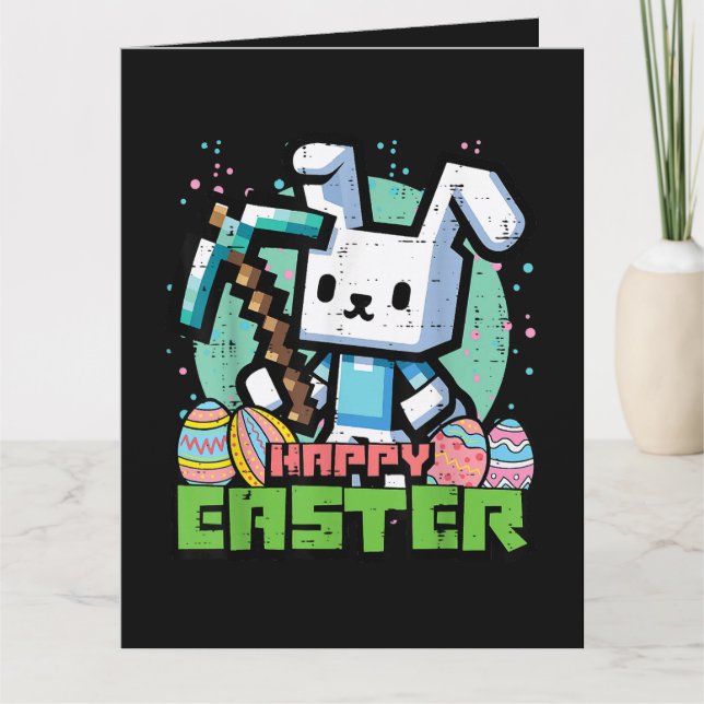 Cartão Happy Easter Bunny Pixel Game  (Frente)