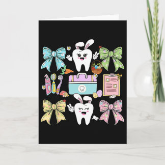 Cartão Happy Easter Dentist Dental Squad Coquette Bow Tee