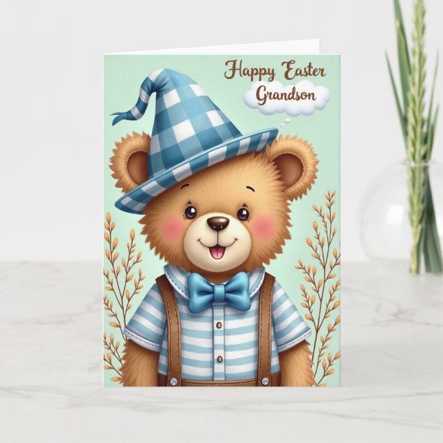 Cartão Happy Easter Grandson Bear Card (Frente)