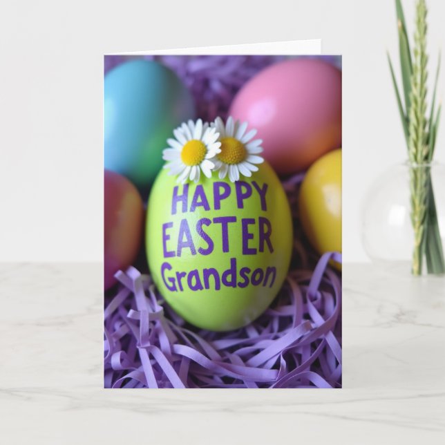 Cartão Happy Easter Grandson Gift Card (Frente)