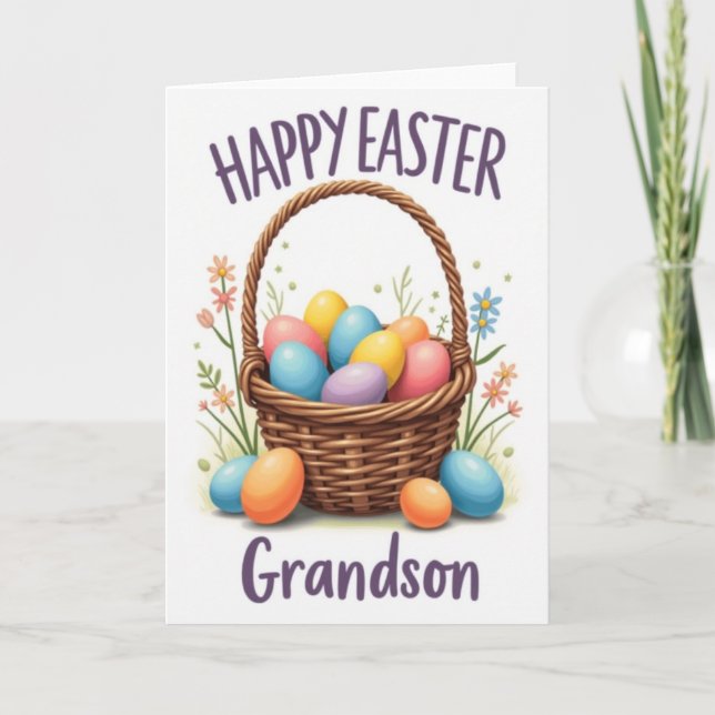 Cartão Happy Easter Grandson Spring Card (Frente)