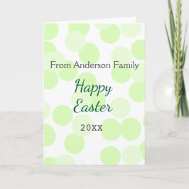 Cartão Happy Easter gray green polka dots family name