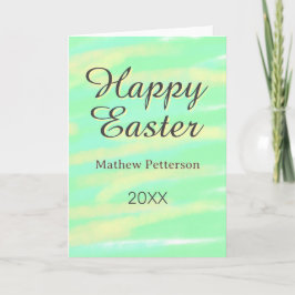 Cartão Happy Easter green yellow pastel gray name year 