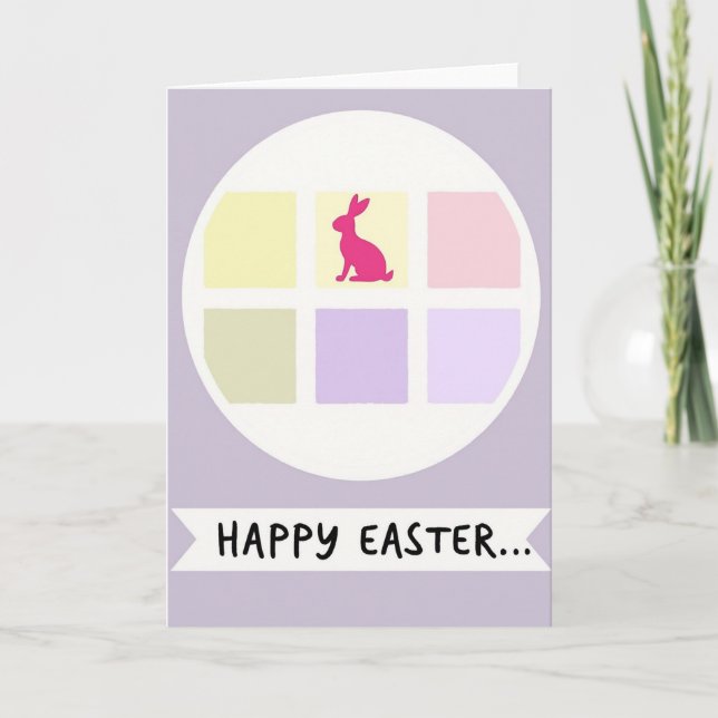 Cartão Happy Easter Hare Pastel Art Card (Frente)