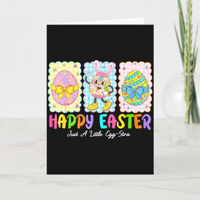 Cartão Happy Easter Just A Little Egg-stra Funny Eggs Kid (Frente)