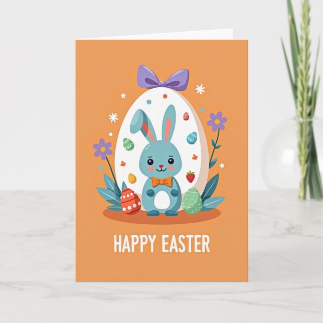 Cartão Happy Easter Rabbit Scene Card (Frente)