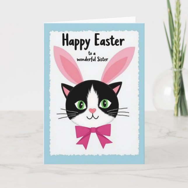 Cartão Happy Easter Sister Cat Card (Frente)