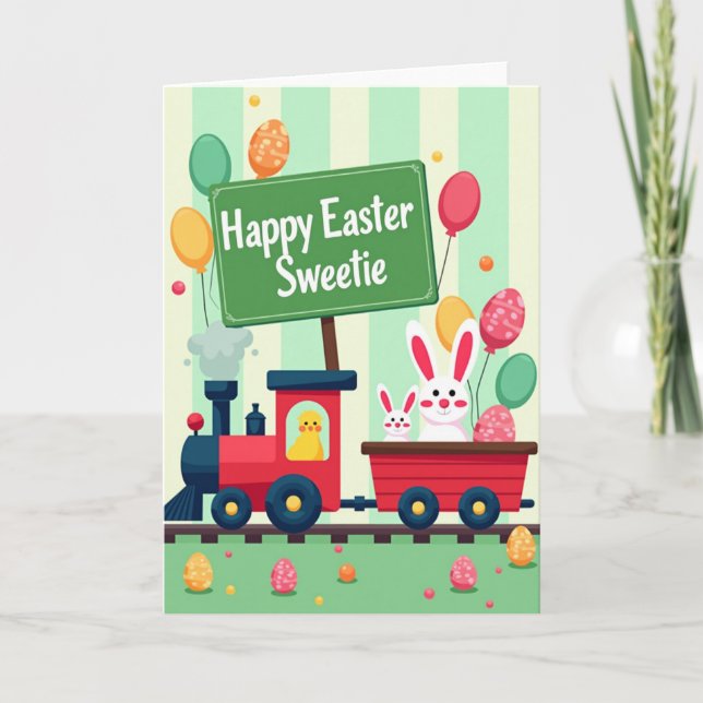 Cartão Happy Easter Sweetie Train Card (Frente)