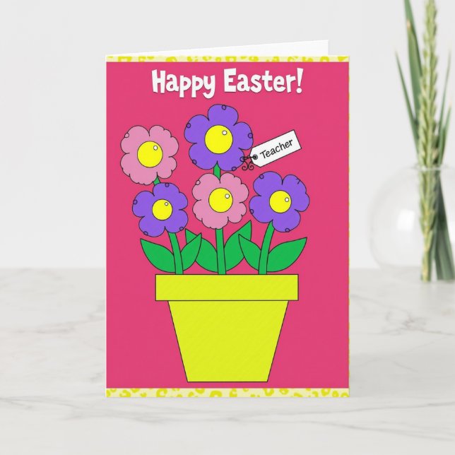 Cartão Happy Easter Teacher Flower Card (Frente)