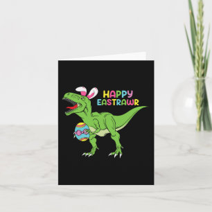 Cartão Happy Eastrawawt Rex Easter Bunny Dinosaur Egs Bo