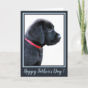 Cartão Happy Father's Day - Black Labrador Cute Puppy Dog