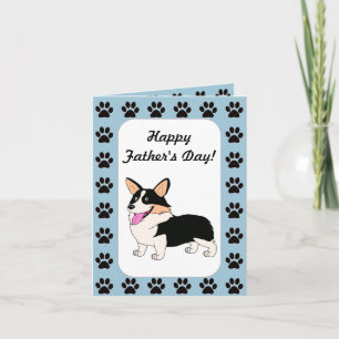 Cartão Happy Father's Day Tricolor Corgi