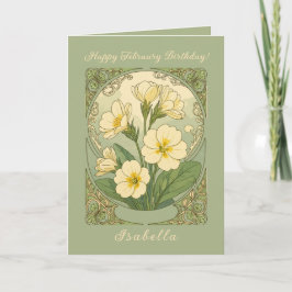 Cartão Happy February Birthday Primrose Flowers