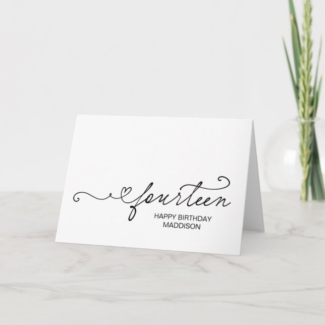 Cartão Happy Fourteenth Birthday Turning Fourteen 14th (Frente)