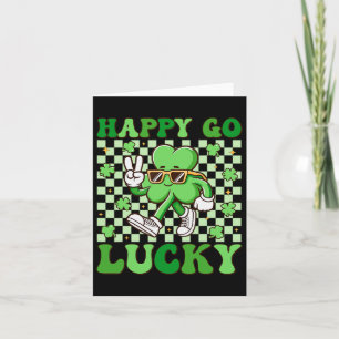 Cartão Happy Go Lucky Shamrock Irish Dia de São Patrício