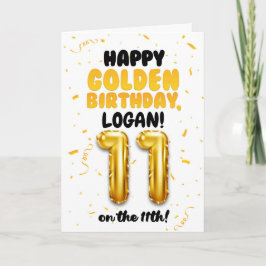 Cartão Happy Golden Birthday, 11th Birthday Card for Kids