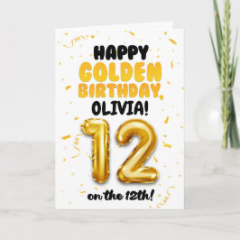 Cartão Happy Golden Birthday, 12th Birthday Card for Kids
