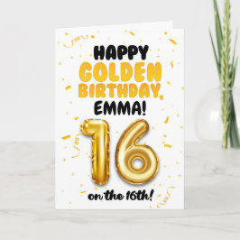 Cartão Happy Golden Birthday, 16th Birthday Card for Teen