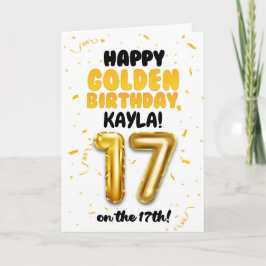 Cartão Happy Golden Birthday, 17th Birthday Card for Teen