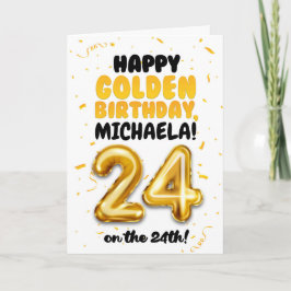 Cartão Happy Golden Birthday, 24th Birthday Card