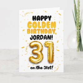Cartão Happy Golden Birthday, 31st Birthday Card