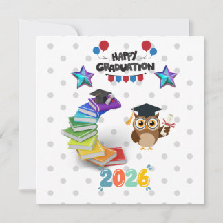 Cartão Happy Graduation 2026 - Cute Owl & Books