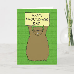 Cartão Happy Groundhog Day Cartoon