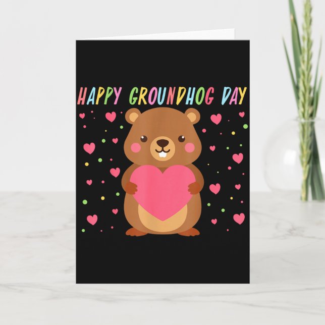 Cartão Happy Groundhog Day Groundhog Day Cute Woodchuck F (Frente)